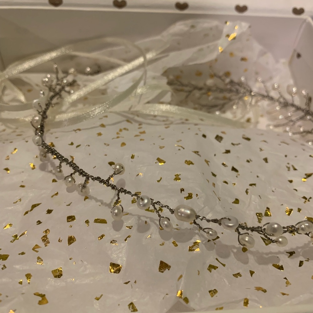 Untamed Petals Crown, Silver & Pearls